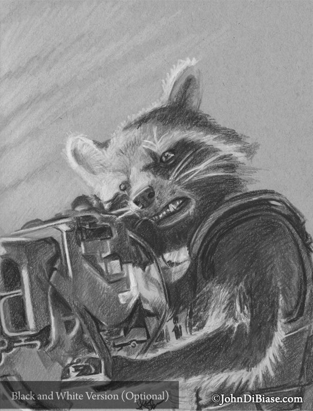 Rocket Raccoon in Guardians of the Galaxy Sketch Print 8.5 x 11