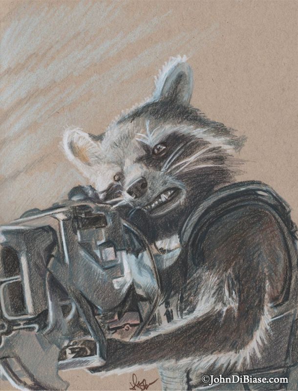 Rocket Raccoon in Guardians of the Galaxy Sketch Print 8.5 x 11