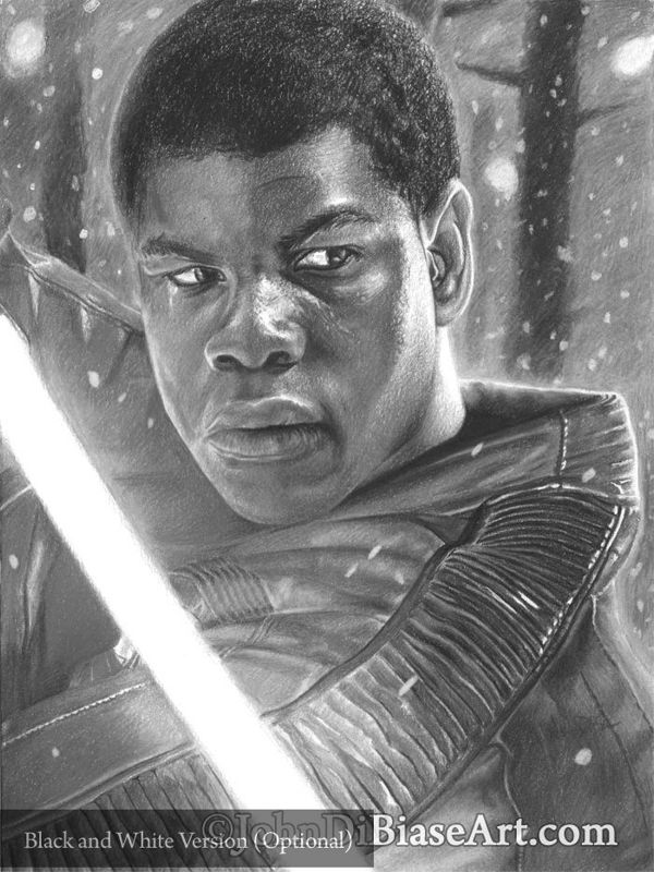 John Boyega as Finn from Star Wars: The Force Awakens Colored Pencil Drawing Print (8.5 x 11)