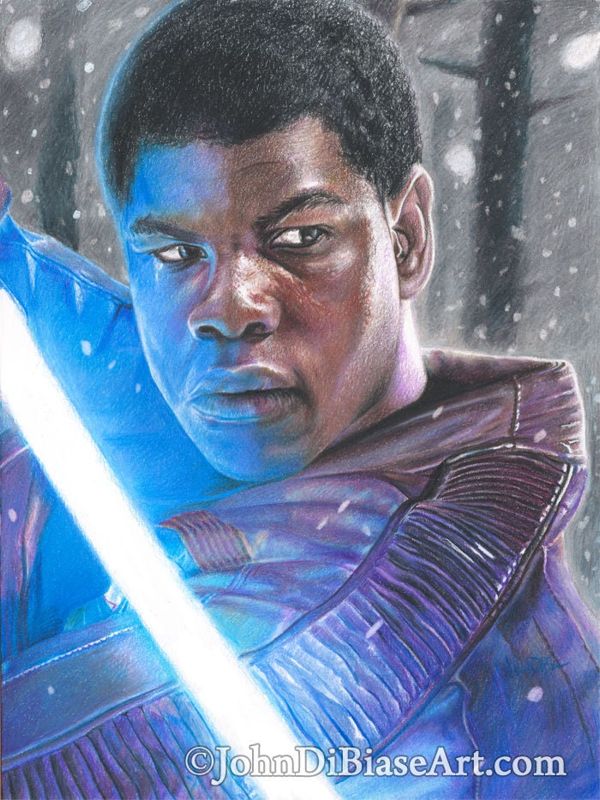 John Boyega as Finn from Star Wars: The Force Awakens Colored Pencil Drawing Print (8.5 x 11)