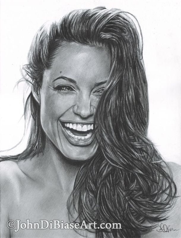 Angelina Jolie Graphite Drawing Print  8.5 x 11