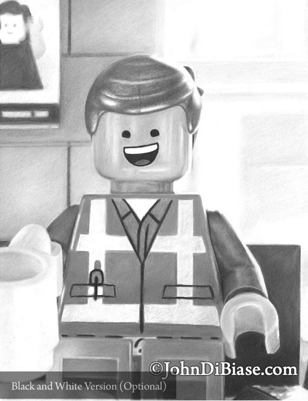 Emmet Brickowski from The LEGO Movie Full Color Drawing Print 8.5 x 11