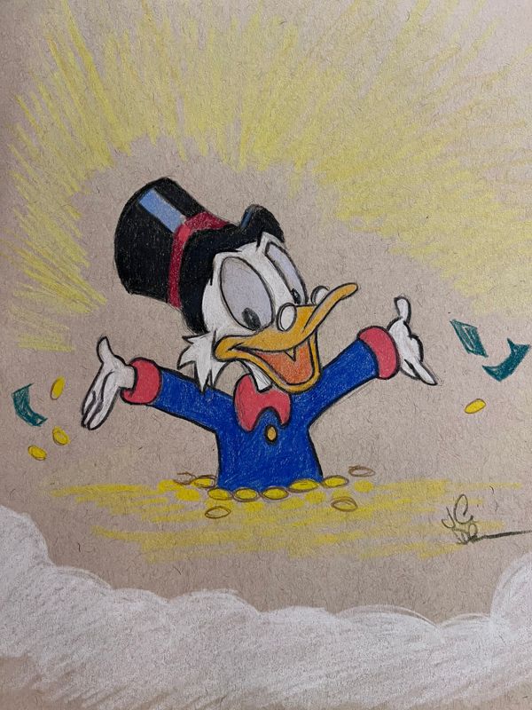 Original Drawing of Uncle Scrooge McDuck (NOT a print) 9 x 12