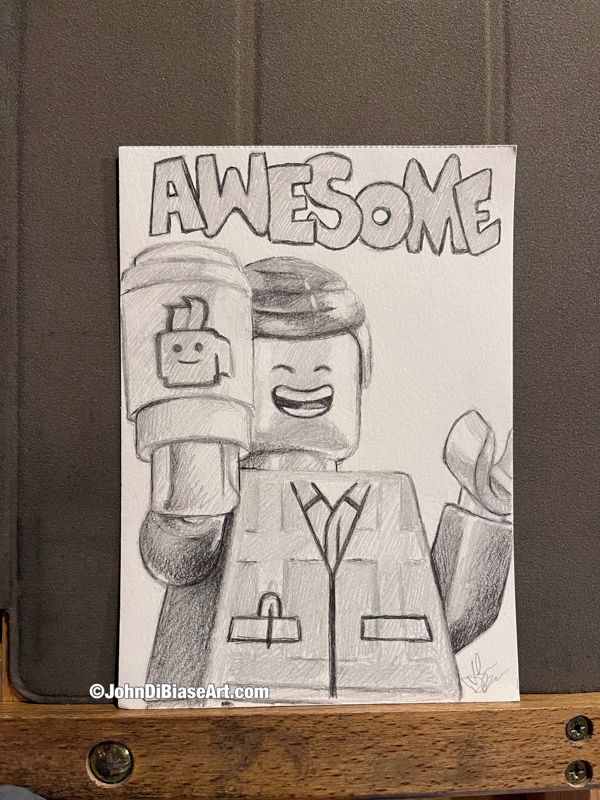 Original 5x7 Drawing of Emmet from the Lego Movie (NOT a print)