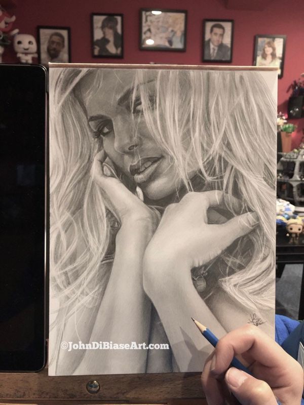 Original Drawing of model Marisa Miller (NOT a print)
