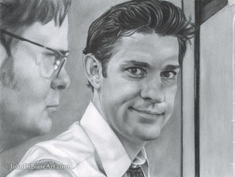 Dwight and Jim from "The Office" (Rainn Wilson and John Krasinski) Drawing Print