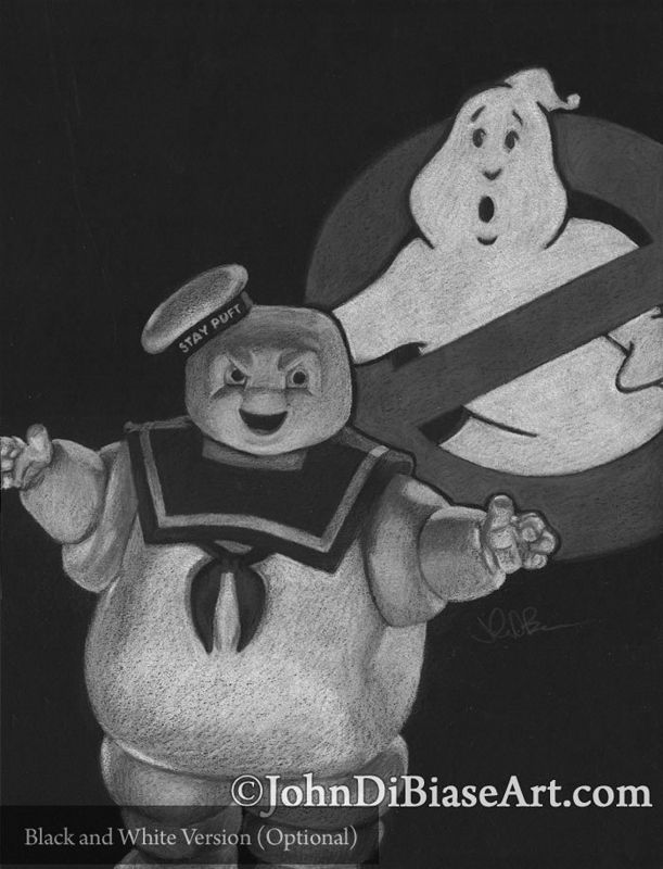 Stay Puft Marshmallow Man from Ghostbusters Colored Pencil Drawing Print 8.5 x 11