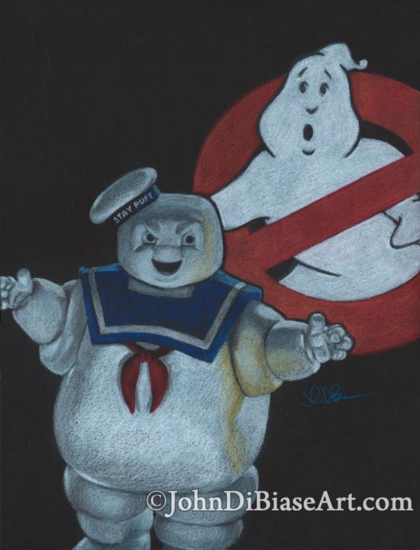 Stay Puft Marshmallow Man from Ghostbusters Colored Pencil Drawing Print 8.5 x 11