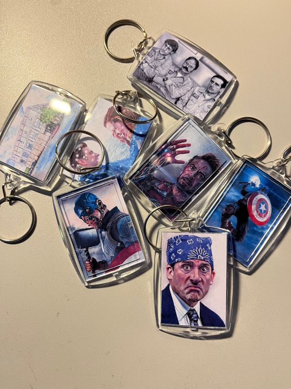 1.57 × 2.17 inch Custom Keychain Featuring My Artwork - YOU CHOOSE!