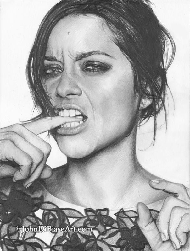 Drawing Print of Marion Cotillard (Inception, The Dark Knight Rises) B