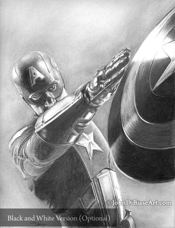 Captain America (Chris Evans) from Avengers Drawing Print 8.5 x 11
