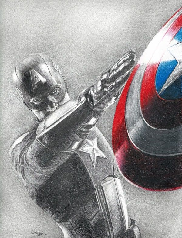 Captain America (Chris Evans) from Avengers Drawing Print 8.5 x 11