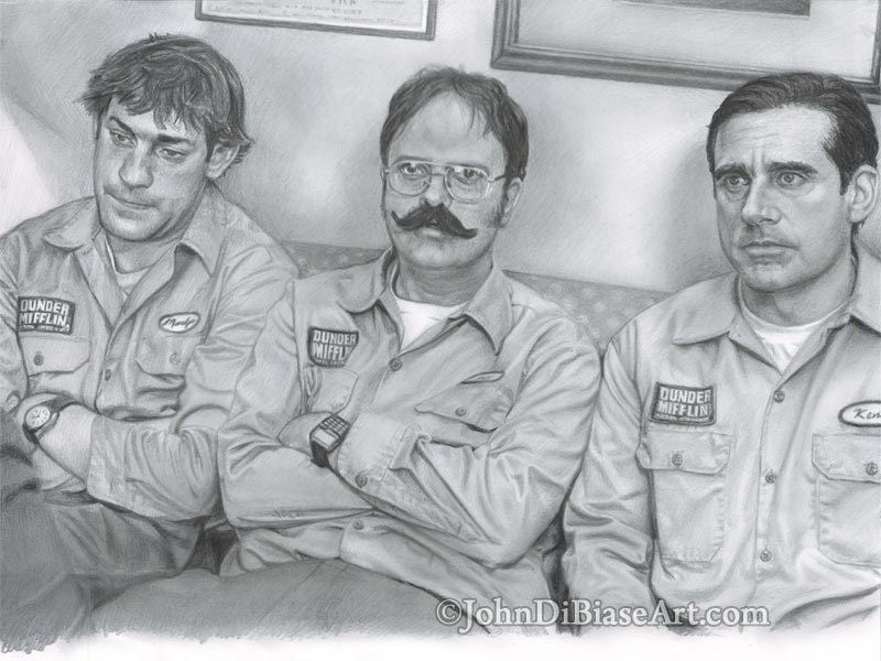 Jim, Dwight and Michael from "The Office" (Steve Carell, Rainn Wilson and John Krasinski) Drawing Print