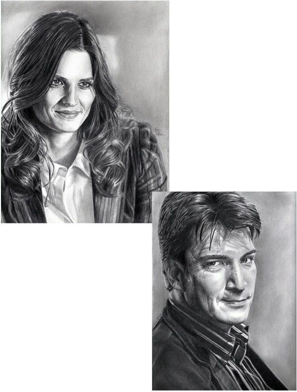 Drawing Print of Rick Castle and Kate Beckett (2)