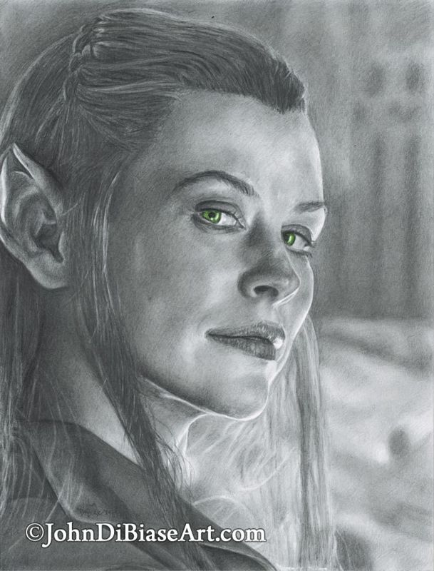 Evangeline Lilly as Tauriel from The Hobbit: The Desolation of Smaug Drawing Print 8.5 x 11