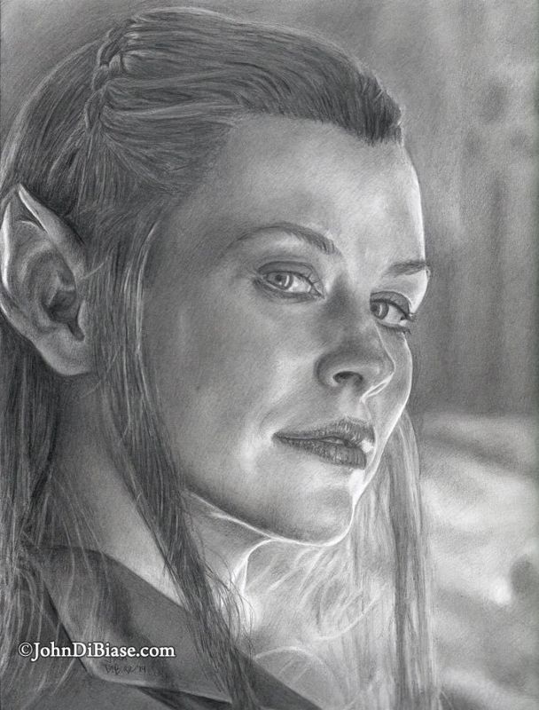 Evangeline Lilly as Tauriel from The Hobbit: The Desolation of Smaug Drawing Print 8.5 x 11