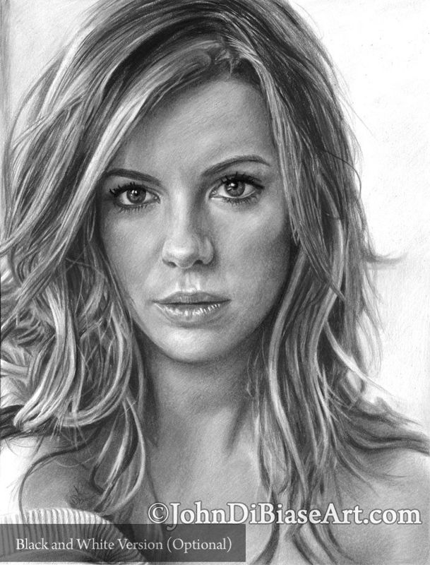 Kate Beckinsale Colored Drawing Print 8.5 x 11
