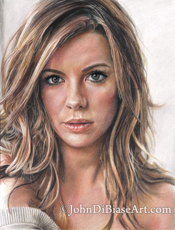 Kate Beckinsale Colored Drawing Print 8.5 x 11