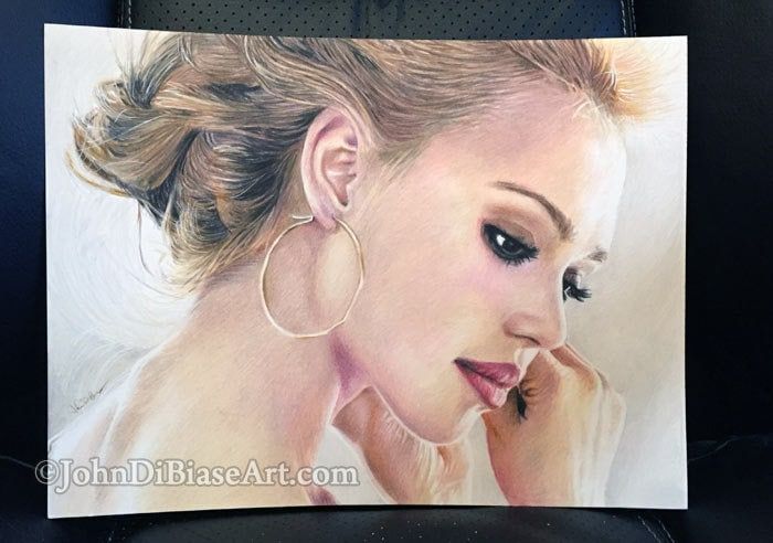Original Colored Pencil Drawing of Jessica Alba (NOT a print)