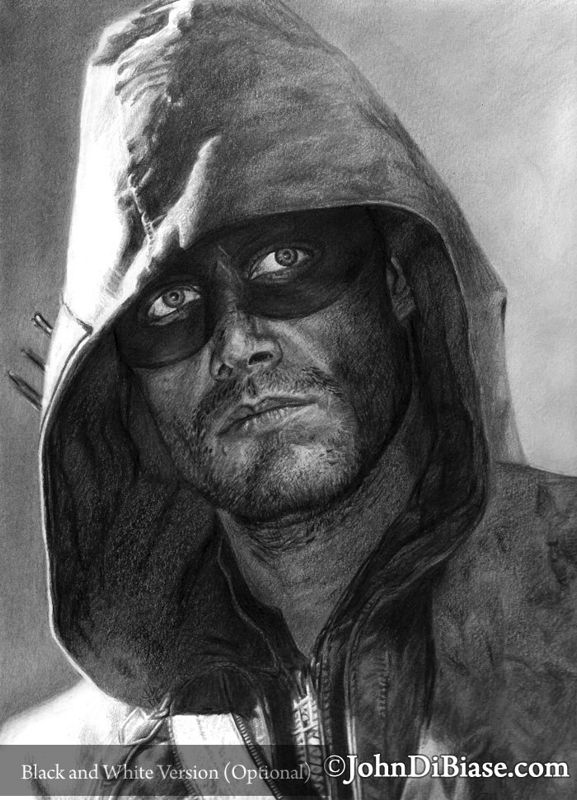 Stephen Amell as Oliver Queen in TV's "Arrow" (The Green Arrow) Drawing Print 8.5 x 11