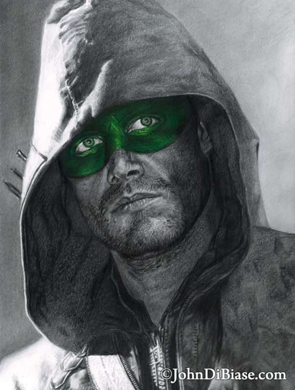 Stephen Amell as Oliver Queen in TV's "Arrow" (The Green Arrow) Drawing Print 8.5 x 11