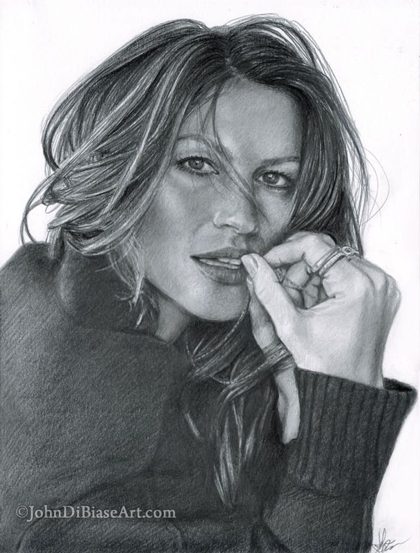 Gisele Bündchen Graphite Drawing Print