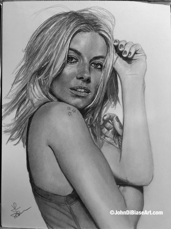 Sienna Miller Original Graphite Drawing (NOT a print)