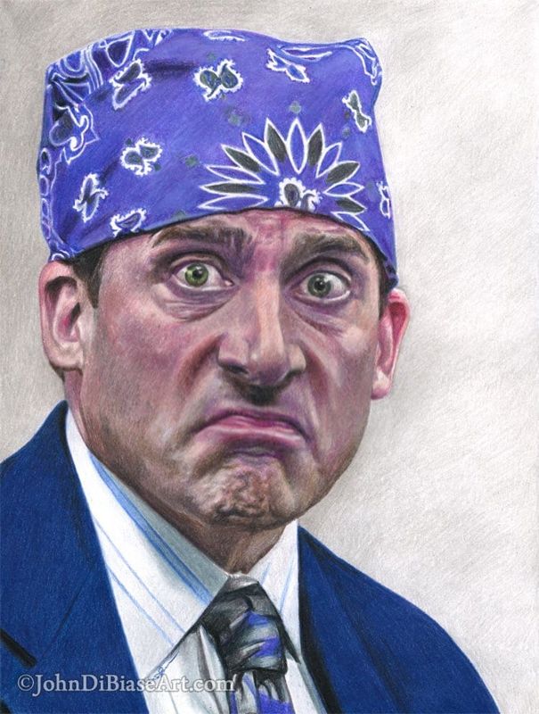 Prison Mike Colored Pencil Drawing Print Steve Carell "Michael Scott" from The Office 8.5 x 11