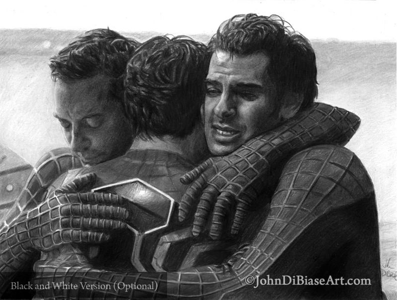 Peter Parker Hug from Spider-Man: No Way Home Colored Pencil Drawing Print 11 x 8.5