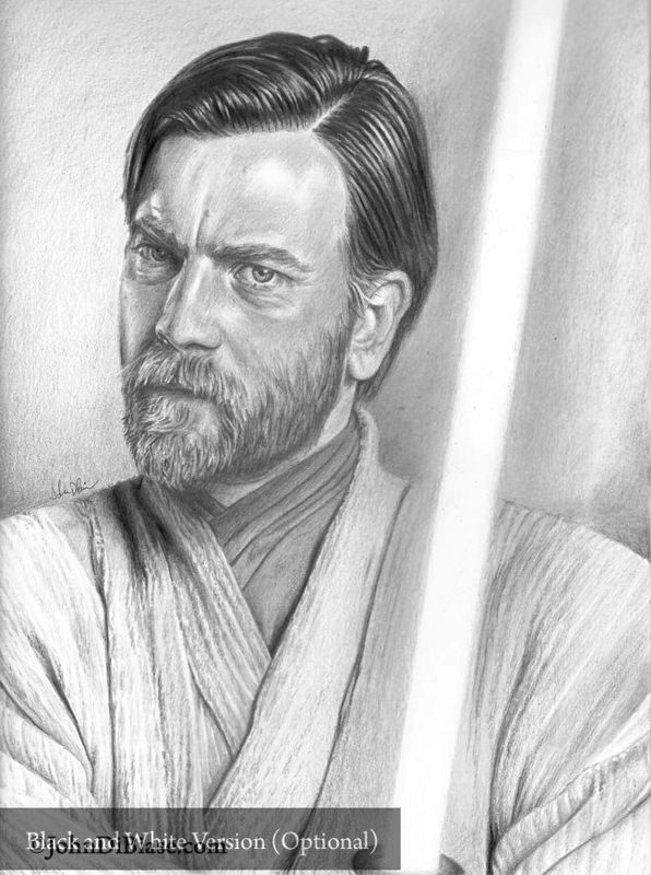 Ewan McGregor as Obi-Wan Kenobi in Star Wars Drawing Print 8.5 x 11