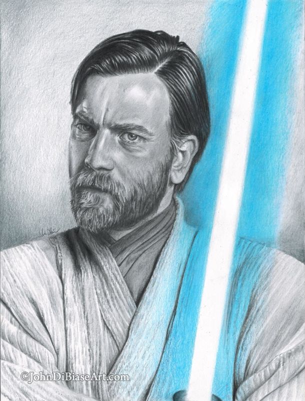 Ewan McGregor as Obi-Wan Kenobi in Star Wars Drawing Print 8.5 x 11