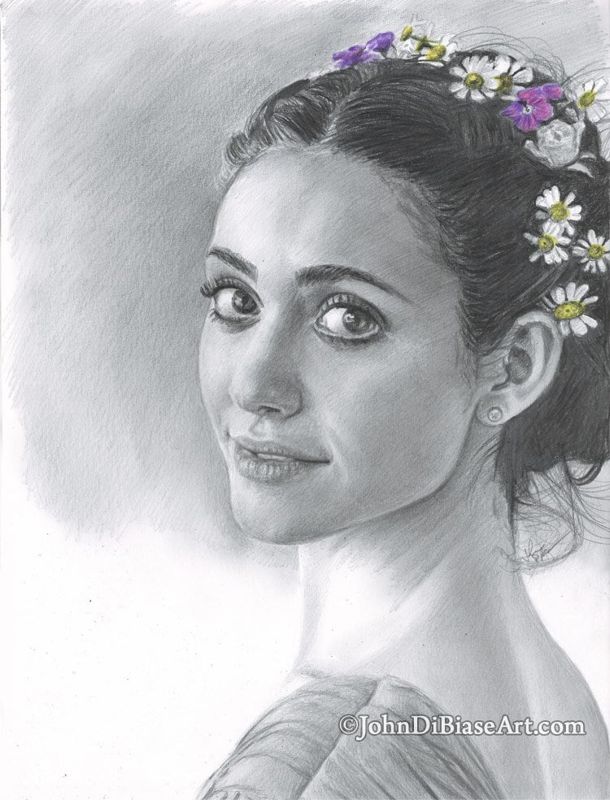 Emmy Rossum Pencil Drawing Print 8.5 x 11