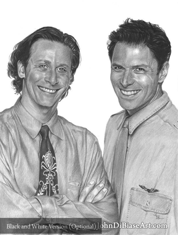 "Wings"' Steven Weber as Brian Hackett and Tim Daly as Joe Hackett Colored Pencil Drawing Print 8.5 x 11