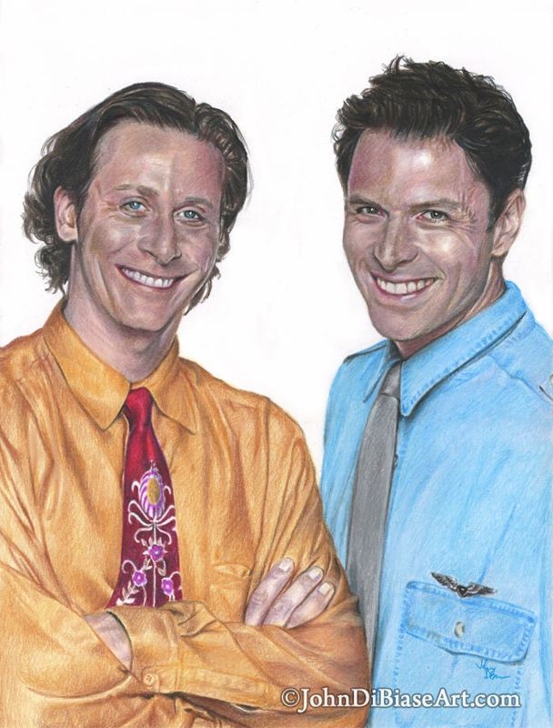 "Wings"' Steven Weber as Brian Hackett and Tim Daly as Joe Hackett Colored Pencil Drawing Print 8.5 x 11