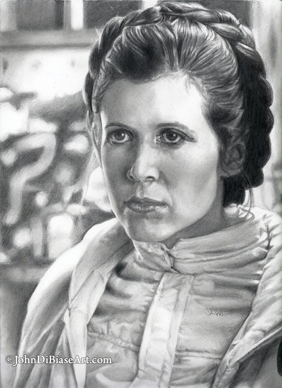 Drawing Print of Carrie Fisher as Princess Leia in Star Wars (Empire Strikes Back)