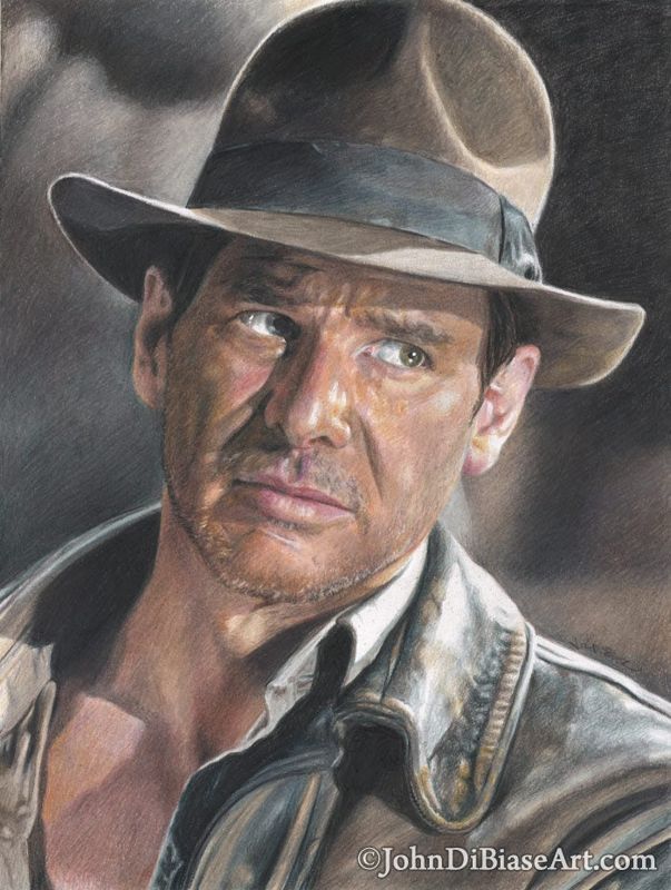 Indiana Jones (Harrison Ford) Colored Pencil Drawing Print 8.5 x 11