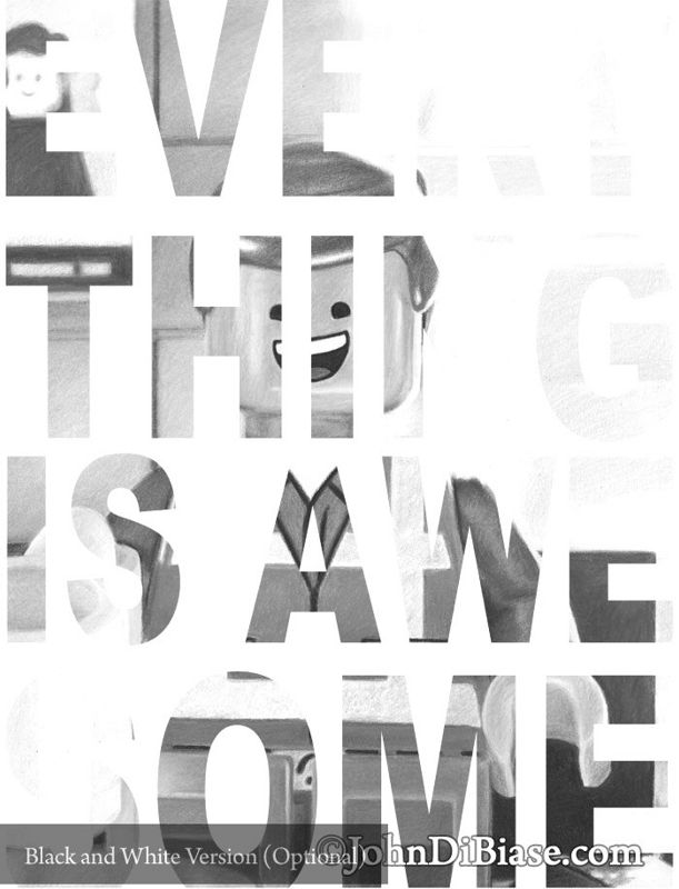 "Everything Is Awesome" Emmet Brickowski from The LEGO Movie Full Color Drawing Print 8.5 x 11