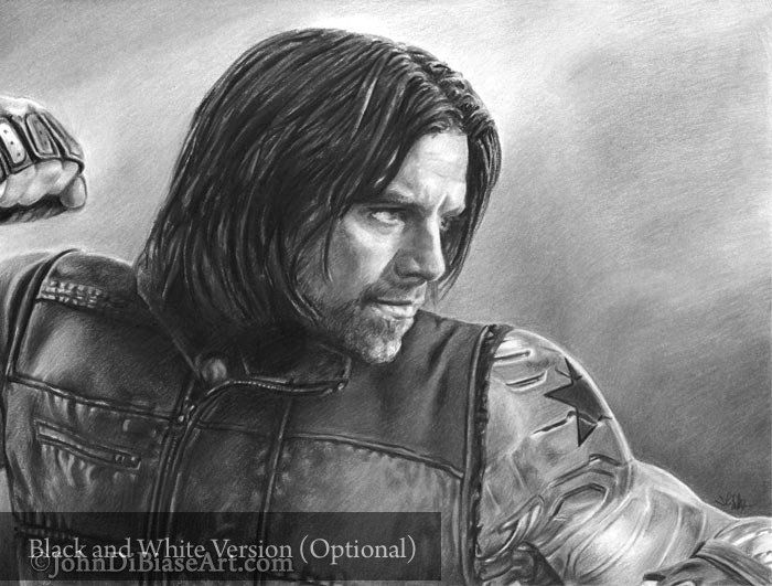 The Winter Soldier (Sebastian Stan) from Captain America: Civil War Drawing Print 11 x 8.5