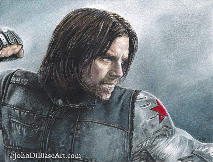 The Winter Soldier (Sebastian Stan) from Captain America: Civil War Drawing Print 11 x 8.5
