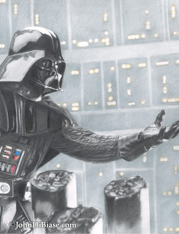 Darth Vader in Cloud City in Star Wars: The Empire Strikes Back 8.5 x 11 Graphite / Color Drawing Print