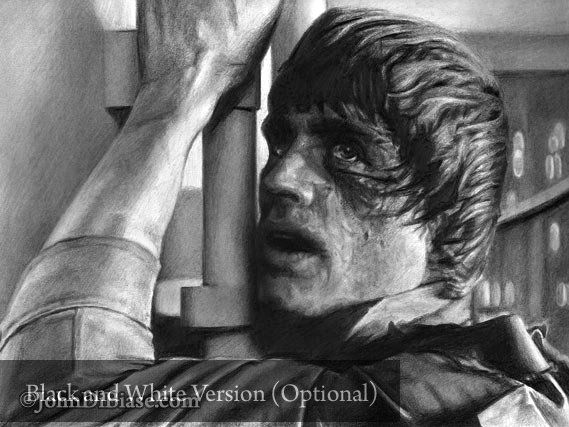 Luke Skywalker (Mark Hamill) in Cloud City in Star Wars Empire Strikes Back Drawing Print 11 x 8.5