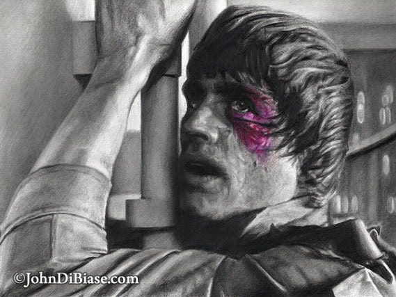 Luke Skywalker (Mark Hamill) in Cloud City in Star Wars Empire Strikes Back Drawing Print 11 x 8.5