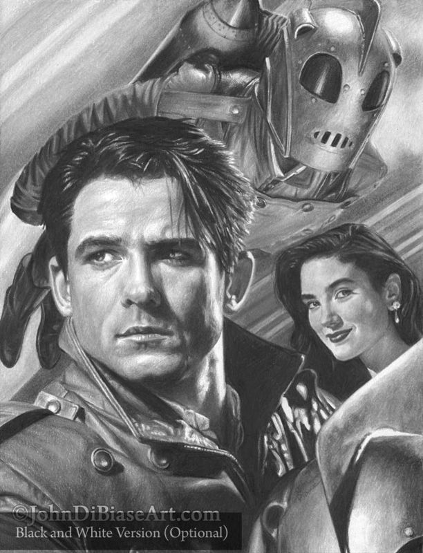 The Rocketeer (Billy Campbell and Jennifer Connelly) 8.5 x 11 Colored Pencil Drawing Print