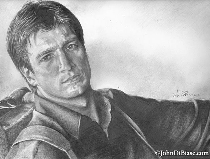 Drawing Print of Nathan Fillion as Captain Malcom Reynolds in Firefly