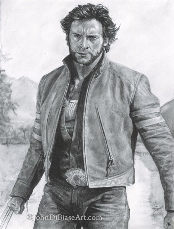 Drawing Print of Hugh Jackman as Logan / The Wolverine in "X-Men Origins: Wolverine"