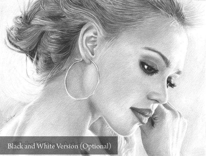 Jessica Alba Colored Pencil Drawing Print (8.5 x 11)