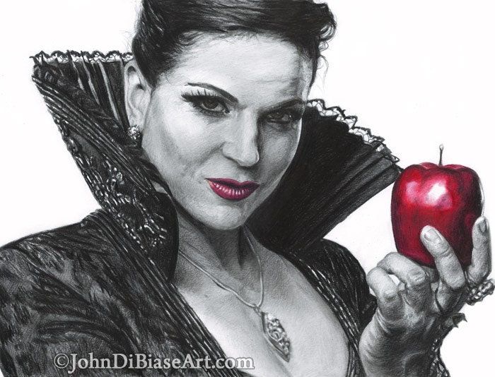 Lana Parrilla as Regina Mills / Evil Queen in "Once Upon a Time" Drawing Print 11 x 8.5