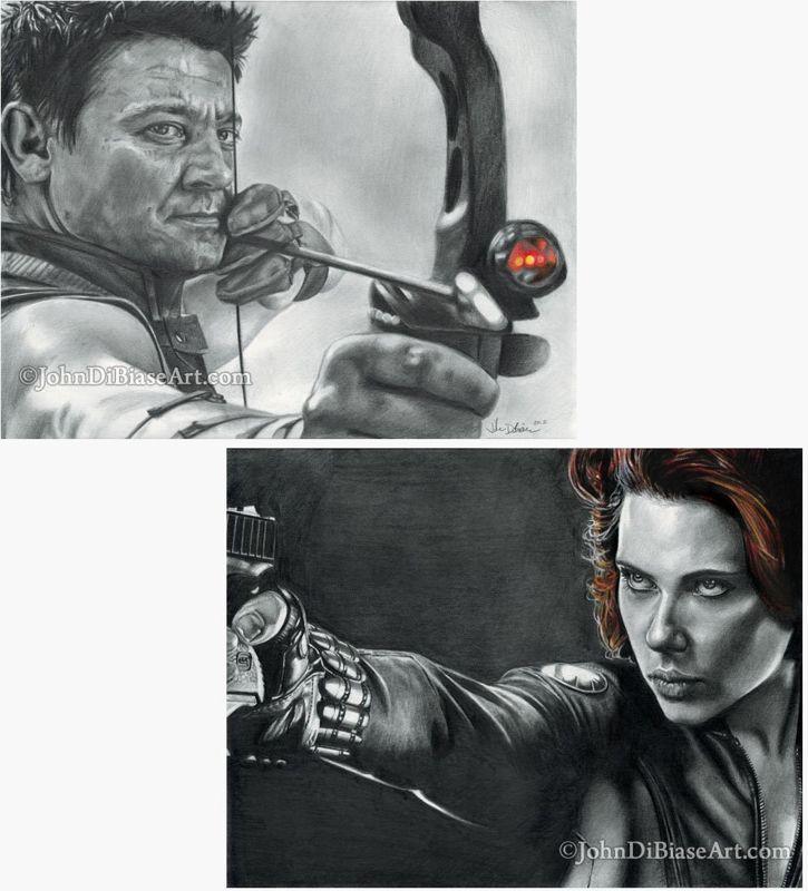 Avengers Agent Pack: 2 Drawing Prints - Hawkeye and Black Widow 11 x 8.5 each