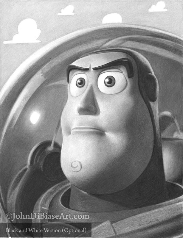 Buzz Lightyear Toy Story Colored Pencil Drawing Print 8.5 x 11