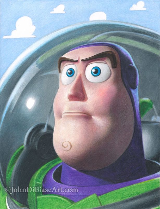 Buzz Lightyear Toy Story Colored Pencil Drawing Print 8.5 x 11